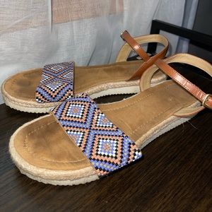 Orange and Purple Rhinestone Espadrille Sandals